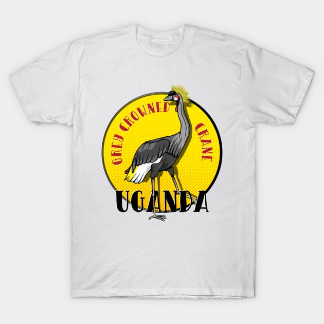 Grey Crowned Crane Uganda T-Shirt by mailboxdisco